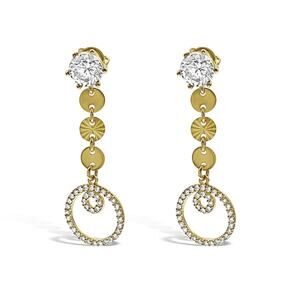 Round Circle Drop Dangle Stud Earrings Real 14k Yellow Gold